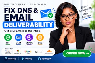 fix business email deliverability ,dns, spf, dkim, dmarc