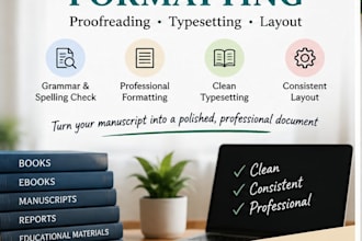 format, typeset, and proofread your book or document