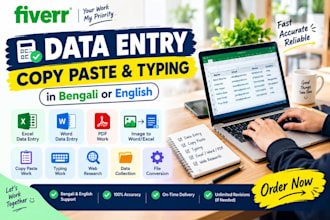 do fast data entry and typing in bengali or english