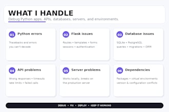 fix and debug your python or flask code