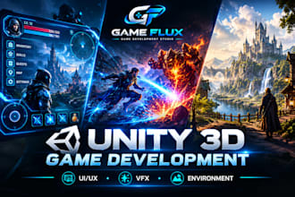 create unity 3d game UI UX, hud, vfx and effects