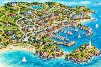 design a detailed personalized location map with landmarks and attractions