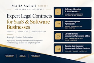 prepare binding saas subscription agreements for tech startups as a US attorney