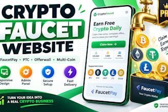 build crypto faucet website, bitcoin faucet, PTC offerwall, faucetpay script