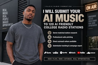 submit your suno udio ai music to 120 college radio stations