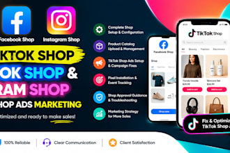 setup tiktok shop facebook shop instagram shop fix tiktok shop ads marketing
