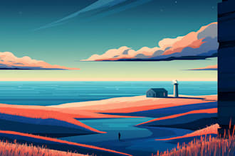 illustrate beautiful flat landscape illustration art