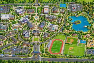 design custom campus maps, school maps, park maps and wayfinding maps