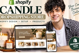 design a candle dropshipping shopify store and redesign