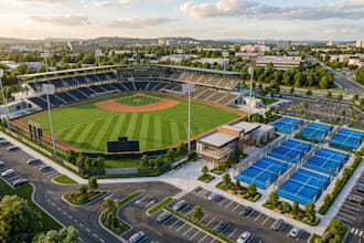 design 3d stadium sport facility, soccer football field, baseball, padel court