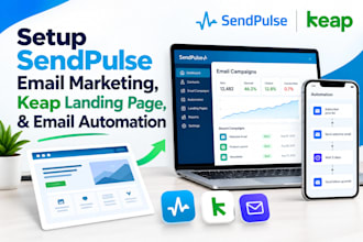 setup sendpulse email marketing, keap landing page automation