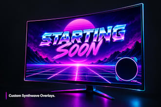 design synthwave animated kick and twitch overlay packages