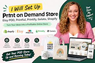 setup print on demand store, etsy pod, printful, printify, gelato, shopify store