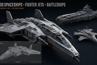do 3d cinematic spaceship fighter jets and battle ships models for 3d printing