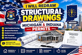 redraw structural drawings for michigan and indiana permits