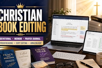 do christian book editing, devotional, memoir, prayer journal editing for amazon