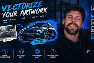 vectorize artwork for screen printing, logo vector, svg, print ready vector arts