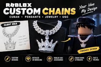 create custom roblox chains, jewelry, cuban chains, pendants ugc
