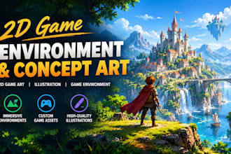 create 2d game environment, game concept art and illustration, 2d game art