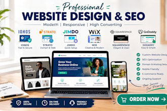 ionos strato jimdo wix squarespace godaddy business website design redesign SEO