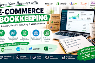 do ecommerce bookkeeping for amazon, shopify ebay etsy and woocommerce