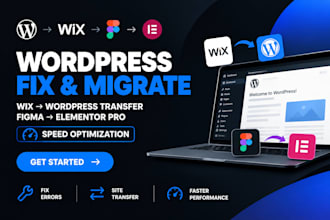 fix wordpress error, wix to wordpress transfer, figma to elementor pro speed opt