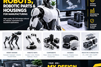 design robots, robotic parts and housings for manufacturing