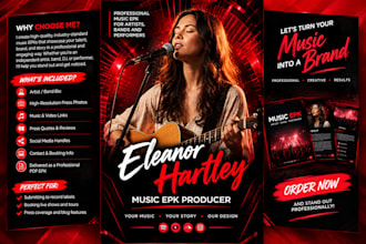 design a professional music epk and artists brand and performers