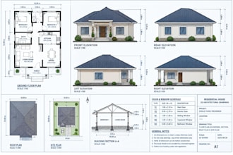 draw 2d architectural elevations cad floor plan blueprint construction drawings