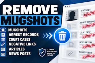 remove mugshots, arrest records, court cases, negative links articles news posts