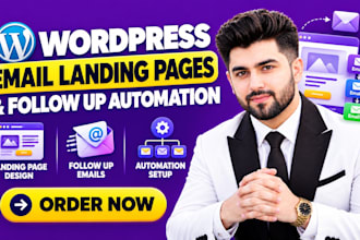 design wordpress email landing pages and set up email follow up automations