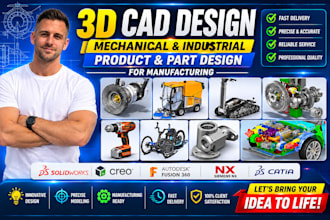 3d cad industrial product design mechanical part  design step for manufacturing