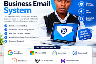set up google workspace, microsoft 365, zoho business email