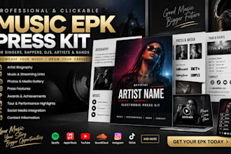 design music epk press kit for singers, rappers, djs, artists and bands