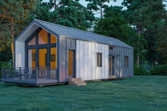 design tiny house, cabin house, cottage, small house and barndominium plan