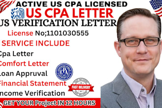 sign CPA letter valuation letter mortgage loan as US CPA