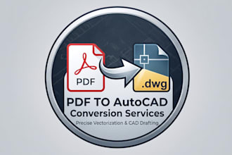 convert or redraw PDF, sketch drawings into autocad dwg,dxf