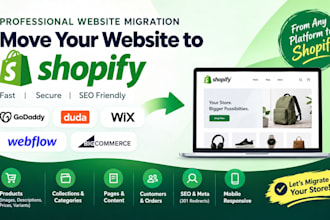 migrate godaddy website duda webflow bigcommerce wix website to shopify