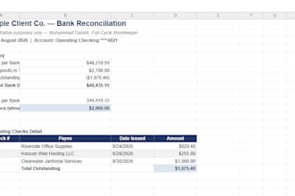 provide monthly bookkeeping and financial reporting services