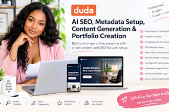 duda ai SEO metadata setup content generation porfolio website creation