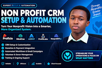 setup non profit CRM proficio mindcan aopay profit labs nonprofitplus automation
