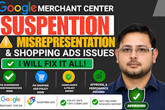 fix google merchant center suspension and misrepresentation