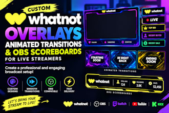 design animated whatnot overlays transitions and obs scoreboards
