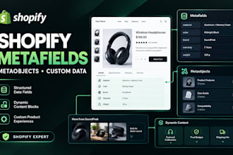 set up shopify metafields, metaobjects and custom product data