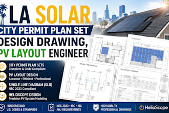 la solar city permit plan set design drawing, pv layout helioscope engineer