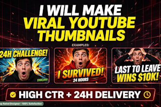 design 3 viral youtube thumbnails in 24 hour