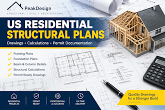 create residential structural permit drawings and calculations for US