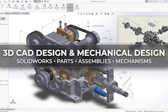 do 3d cad design, mechanical design and cad design in solidworks