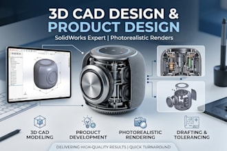 do 3d cad design and product design on solidworks