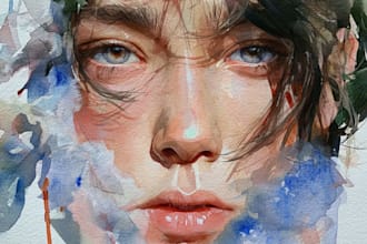 watercolor portrait painting, photo to watercolor portrait
